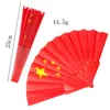 Decorative Figurines HD Printing Red Chinese Flag Pentagram Star Plastic Handle Elegant Hand Cloth Fold Stage Loud Fan Chinoiserie Gift