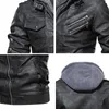 Herrjackor Hood Crew Men's Casual Stand Collar Pu Faux Leather Zip-Up Motorcykel Bomber Jacket 230814