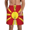 Herr shorts män sport atletisk löpning sport fitness strand basket jogging man lösa korta byxor makedonia flagga