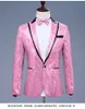 Abiti da uomo Blazer rosa con paillettes Abito con un bottone Marca Nightclub Prom Giacca da uomo Giacca da matrimonio Cantante Costume Papillon Include 230815