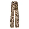 Tweedelige broek voor dames 2023 mode casual plus size luipaard printsets wrap borst brede been vrouwelijke tweedelige set elastische mouwloze outfit