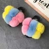 Slippers Summer Women Slippers Fox Fur Slides para mulheres Slippers fofas Casa sapatos femininos Mulher chinelos com pêlo pom pon slides X230519