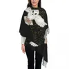 Halsdukar Luxury Owl Flight Tote Bag Tassel Scarf Women Winter Fall Wime Shawl Wrap Lady Witch Magic Scarves 230815