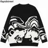 Men's Sweaters Vintage Knitted Sweaters Streetwear Y2K Grunge Hip Hop Skull Skeleton Jumpers Men Harajuku Casual Punk Gothic Pullover Unisex 230814