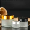 5 10 15 20 30 50 100G / ML Empty Frosted Round Glass Jars, with White Inner Liners and Silver Lids, High End Glass Cream Containers Lrpnk