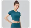 Active Shirts Antibom Thin Yoga T-shirt Women's Running Short Sleeve Tight Quick Drying V-Neck Training Fitness Crop Top