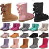 Austrália Botas Quentes Clássicas Australianas Mulheres Mini Meia Bota de Neve Bota Aus U5854 Inverno Full Fur Fofo Peludo Cetim Tornozelo Bow Australie Booties Chinelos