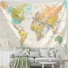 Tapisseries Map Illustration Tapestry Wall Hanging Art Minimalist Aesthetic Room Hippie Bedroom Home Decor R230815