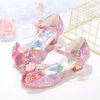 Flat shoes Summer Girls Fishmouth Sandals High Heels Fashion Pearl Bow Children s Princess Shoes 230815