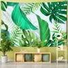 Arazzi Arazzo per piante a foglia verde Piantaggine Foglie di loto Piante tropicali del sud-est asiatico Arazzo da parete per decorazioni artistiche