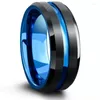 Anéis de casamento 25 modelos Modelos de moda masculina gravável 8mm preto ladder borda tungsten aço anel azul groove homens presentes para