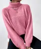 Women's Sweaters Winter Fashion Oversized Knitted Turtleneck Nylon Cotton Women Musically Sweatshirt Rib Collar Tunic Sweater