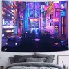Tapisserier Ultraviolet Tapestry Fluorescerande Tapestry Future City Tapestry 3D World Home Decor Decor Hippie Tapestry Wall Hanging