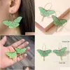 Dangle żyrandol moda zielony motyl akrylowy kolczyki kobiety dziewczyna vintage moth zabawna referze biżuteria zwierząt kreatywna prezent Dro dh4ly