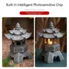 Decorative Objects Figurines Decoration Zen Ornaments Solar Powered Tower Garden Statue Lanterns Chinese Lamp Stone Courtyard Pagoda Lantern 230815