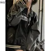 Juciy Apple Bomber Woman Varsity Jacket American Vintage Motorcykel Läderjacka Par Embroidered Color Matching Coat Met HKD230815