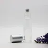 Стеклянные прозрачные эфирные масла бутылки с роликами. Пополняемые 10 мл рулона на эфирных бутылках для эфирного масла с роликом из нержавеющей стали и серебряным UAQB