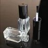 Garrafas vazias de esmalte de 4 ml em formato quadrado garrafas transparentes com tampa de escova para cosméticos DIY Axogl