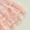 Robes de fille Bébé Enfants Filles Robe Enfants Sans Manches Fleur Imprimer Tulle Princesse Robe Bowknot Été A-ligne Robe De Fête D'anniversaire