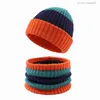 Caps Hats Children boys girls winter hats baby striped hats children's scarves children's thick sets suitable for 0-8 years Z230815