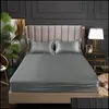 Sheets Sets Bedsheet Satin Silk Fitted Sheet High End Solid Color Mattress Er Elastic Band Plastic Set Drop Delivery Home Garden T Dhun0