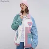 Aelfric Eden Color Block Patchwork Cordwork Heart Varsity Kurtka Y2K Hiphop Streetwear 2023 Autumn Harajuku Casual Orience HKD230815