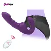 Sex Toy Massager Strapless Strap-on Dildo Vibrator with Remote Control for Women Lesbian Couples G-spot Double-ended Adult 10 Modes