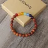 Braccialetti di fascino 8mm marrone rosso perle in legno 7 Chakra Bracciale fatte fatte a mano da donne fatti uomini yoga guarigione reiki mala buddha sette