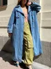 Trench da donna GVUW Denim a metà lunghezza per donne Cintura in giro per la vita a pedaggio a vento a vento a vento femmina 2023 Autunno 17G1971 230814