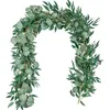 Decorative Flowers 6.5ft Eucalyptus Garland Artificial Wall Decor Silver Dollar Greenery Leaves Vines Plant For Wedding Arch Centerpieces