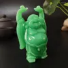 Decorative Figurines Glowing Man-made Jade Stone Chinese Maitreya Buddha Statue Sculpture For Home Garden Decoration Laughing Statues