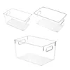 Storage Bottles Refrigerator 3pcs Clear Plastic Bins With Handle For Fridge