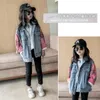 Jackets 2023 Teenage Kids Denim For Girls Baby Fashion Coats Spring Herfst Kind Out meter Casual 514 jaar 230814