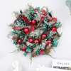 Flores decorativas Red Christmas Wreath para a porta da frente Janela dourada Decorações de parede 2023 guirlanda guirnalda Navidad