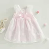 Mädchenkleider Sommermädchen Kleid 2023 Neue Baby ärmellose rosa Mesh Schmetterling Prinzessin Kleid Mädchen Geburtstag Hochzeitsfeier Kostüm R230815