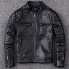 Мужские куртки весна и осень натуральная куртка для кожи мужская мотоциклевая байкерская одежда Человек Слим настоящий кожаный пальто 230814