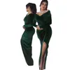 Casual Dresses Women's Dres Cheongsam aftonklänning corduroy smal elegant temperament vintage solid sexig lång kjol
