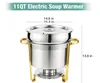 Geschirrsets Suppenchafer7 /11 Qt Edelstahl rund wärmer großer Marmite -Chafer mit Topfdeckel und Kraftstoffhalter in Gold2 Packs