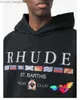 Men's Hoodies Sweatshirts 2023 Black Rhude Yacht Club Hoodie Men's Wool Hoodie Competition Pullover Printed Graphic Hoodie Sweatshirt Z230816