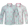 23 Kazablanka Gömlek Tasarımcısı Uzun Kollu Erkek Günlük Gevşek Gevşek İpek Kısa Lüks T-Shirt M-XXXL