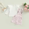 Kledingsets Kinderen Baby Baby Meisje Lange mouw Tops Shirt Speelpakje Bloemenprint Verstelbare bandjes Lente Herfst Kleding 1-5T