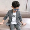 Clothing Sets 2023 Autumn winter Baby Boys Clothes Set Plaid Gentleman Top jacket Pants Outfits Suit Teenager 4 5 6 7 8 9 10 11 12 year 230814