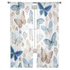 Cortina Flores de borboleta colorida folhas lindas cortinas de tule pura para a sala de estar decoração de vara de origem cor cortinas R230815