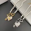 Collarbone necklace short necklace Pendant Necklaces Designer new Queen Mother love pearl pin necklace female peach heart