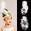 Hair clipes Earofcorn lantejas band pavão pavão dança cocar branca nacional de performance clássica florestal flor