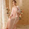 Kvinnors sömnkläder Pure Cotton Princess Sleepshirts Vintage Sweet Loose Nightgowns Lace Nightdress Lounge Långa ärmar