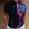 Męskie koszule 2023 3D Gepardka Drukuj T-shirt Zwierzę