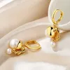 Stud Earrings EZ-2 ZFSILVER S925 Silver Korean Fashion Luxury Trendy Gold Oil Painting Freshwater Pearl Jewelry Women Match-all Gifts