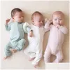 Jumpsuits Baby Romper Bamboo Fiber Boy Girl Clothes Born Zipper Footies Jumpsuit Solid Longsleeve Clothing 024M 230213 Drop Delivery Dhgxq