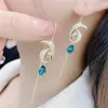 Kolczyki Dangle Fashion Rhinestone Long Tassel Wiselant Phoenix Ear Linia Crystal Circle Pendientes Kolniowanie Prezenty na imprezę Prezenty